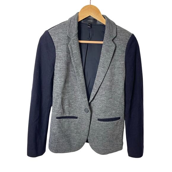 J.Crew Jackets & Blazers - J.Crew Blazer Women 6 Navy Blue Gray Wool Blend Color Block Dark Academia Office